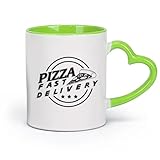 cerámica Café y Bebidas Calientes Entrega rápida de pizzas, comida de pizza, restaurante, pizzería （11oz/320ml） Para leche, té, cola y agua Verde