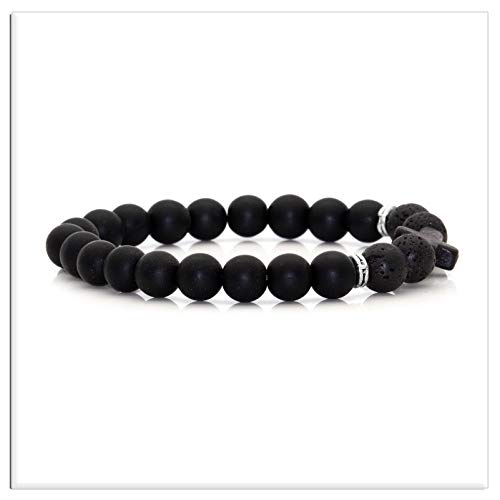 Image of Xusamss Fashion 8MM Matte Agate Beads Bracelet Cross Elastic Bracelet,7 1 /2 Wrist