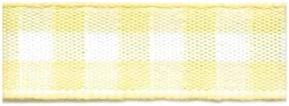 S.I.C. SIC-200 チェックリボン 10mm C/#1 ライトイエロー&times;ホワイト 1巻(30m)