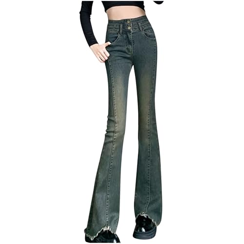 Baggy Jeans for Women Y2K High Street Boyfriend Pants Vintage Jean Hiphop Ripped Bottom Flared Leg Teen Girls Streetwear