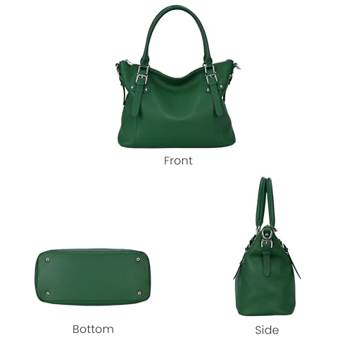 Image of HESHE Leather Purses and Handbag for Women Shoulder Bag Tote Top Handle Bag | Genuine Designer Large Capcity Hobo Crossbody Satchel Travel Work Ladies Zippered Ladies Daily Bag Adjustable Long Strap