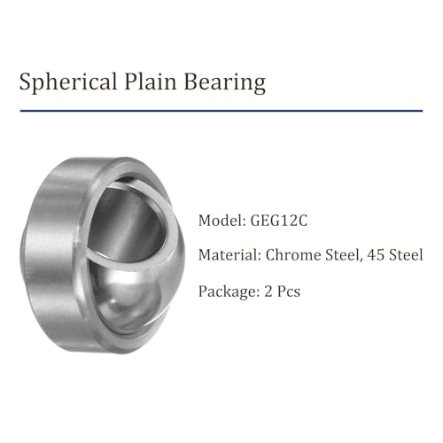 Kozelo 2 Stück GEG12C Sphärisches Gleitlager - [12mm x 26mm x 15mm] Vorgeschmiertes Radiales Sphärisches Gleitlager, Chromstahl
