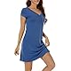 JCQIGOA Nachthemd Damen Kurzarm Sommer Schlafshirt Damen Kurz mit Knopfleiste Baumwolle Sexy Stillnachthemd Pyjama Still Kleid Nachthemd für Damen，Blau XXL