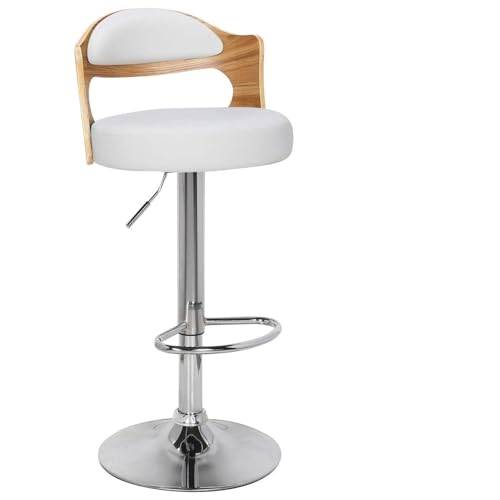 Menzzo Lot de 6 chaises de Bar Ruben – Chêne Clair et Simili Blanc – Tabourets de Bar Design scandinave Modernes avec Dossier Confortable