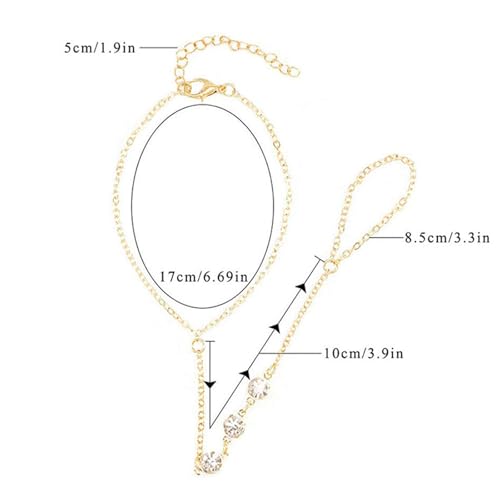Image of Long tiantian Hand Chain Bracelet Gold Link Finger Ring Slave Bracelet