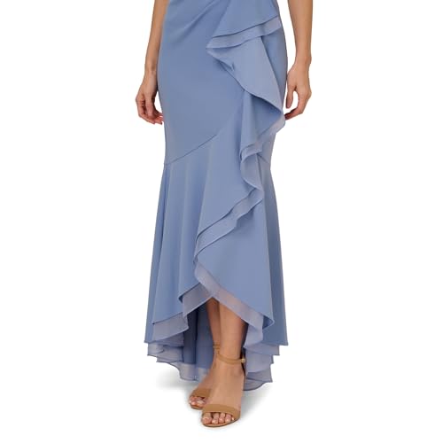 Image of Adrianna Papell Ruffle Crepe Halter Gown