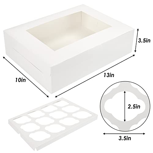 Moretoes Cupcake Boxes 15 Packs White Cupcake Containers 12 Count With Windows And Inserts To Fit Muffins, Cupcake Carrier For Cookies #TOP1
