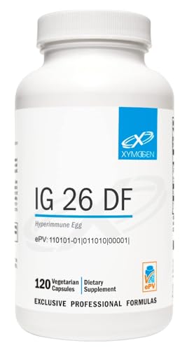 XYMOGEN IG 26 DF - Dairy-Free Immunoglobulin Capsules for Intestinal & Immune System Support - Hyperimmune Egg-Derived Immunoglobulins - 120 Capsules