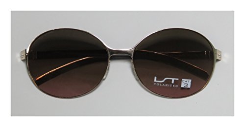 Lightec 7266L Womens/Ladies Round Full-Rim Sunglasses/Shades (58-17-135, Gold / Gray) #TOP1