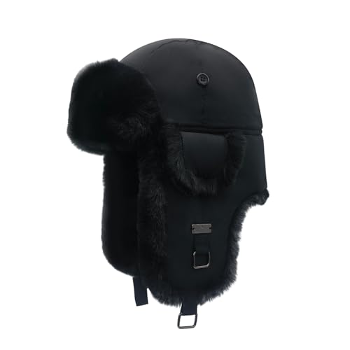 Kurhatic Winter Trapper Hat,Warm Faux Fur Aviator Hat,Russian Trooper Hunting Ski Hat with Ear Flaps for Men & Women L