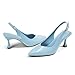 Elisabet Tang Women's Kitten Heel Slingback Low Pumps 3 Inches Stiletto Pointed Closed Toe Elegant Dressy Bridal Wedding Party Shoes Blue 7