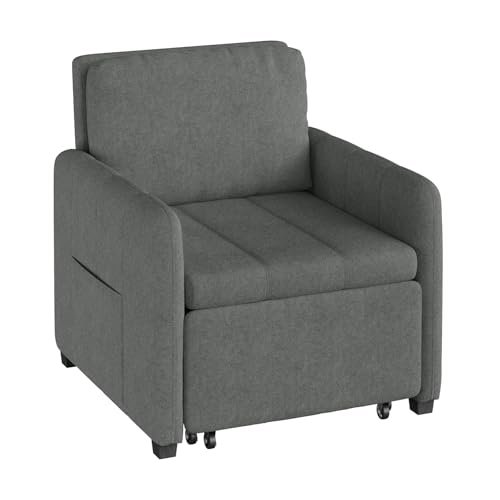WOLTU Canapé Lit 3-en-1, Fauteuil Convertible avec Dossier Inclinable en 5 Positions, Canapé Pliable pour Les Petits Espaces, Tissu Éponge Respirant, Gris...