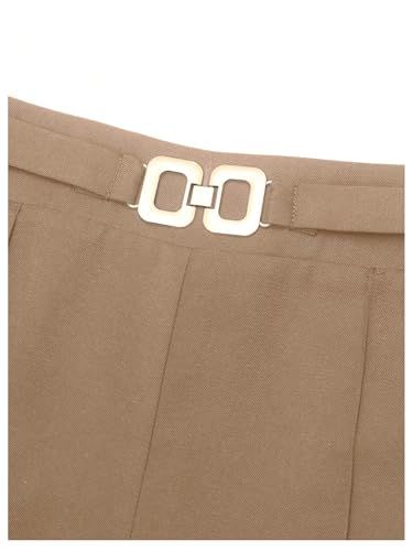 Women's Metal Linked High Waisted Dress Pants Pleated Elegant Long Pants Casual Business Trousers3