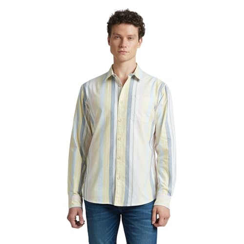 Image of Pepe Jeans Men's Casual Shirt | Striped Shirt for Men| Regular Fit | Vertical Stripes | Full Sleeve | Available in Plus Size
