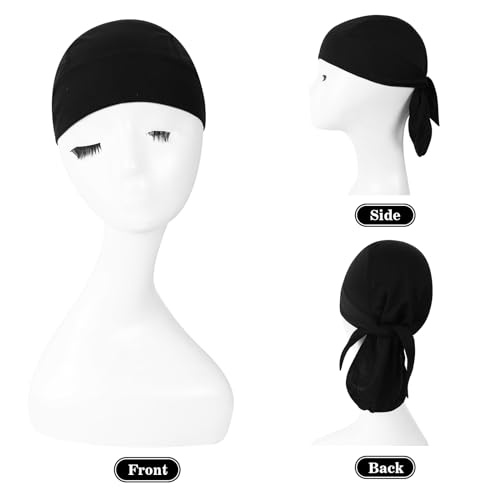 Image of DOCILA 4 Pcs Do Rags Skull Caps for Men Bandana Hat Helmet Liner Beanie