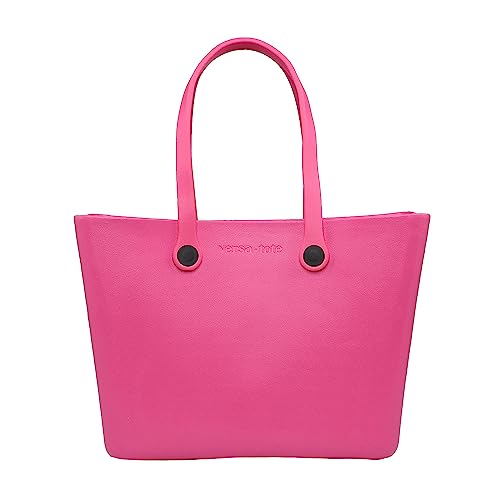 JEN & CO. Carrie Ethylene Vinyl Acetate Waterproof Versa-Tote, Hot Pink