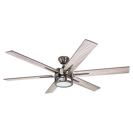 Honeywell Ceiling Fans Kaliza, 56 Inch Indoor Modern LED Ceiling Fan with Light and Remote Control, Dual Mounting Options, 6 Blades with Dual Finish, Reversible Motor - 51035-01 - (Gun Metal)