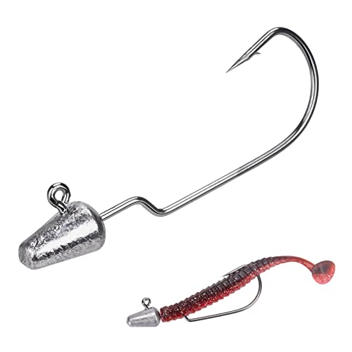 THKFISH Angelhaken mit Jigkopf, Bullet Jighead 20 Stück Jighaken - Jigkopf für Gummiköder Jigköpfe für weiche Köder…