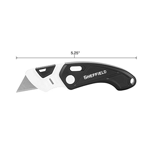 Image of Sheffield 1282 Gadget Folding Lock Back Utility Knife, Compact Box Cutter with Lock Back Release and Quick-Change Mechanism, Heavy Duty Cardboard Cutter