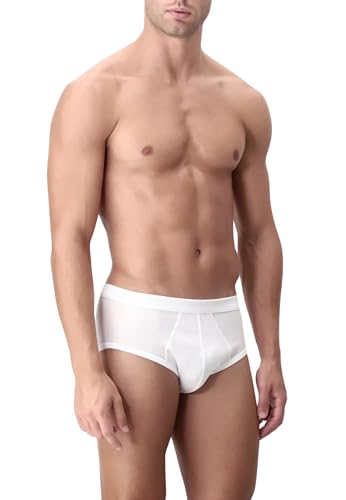 PEROFIL Cuecas médias para homem em jersey escocês ultra-fino Sporty Midi Brief Article VPRT0004, Branco, M