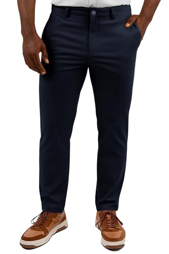 Arber Men's Stretch Chinos, 97% Cotton/3% Elastane, Flat Front, Breathable, Machine Washable; White, Navy or Beige.