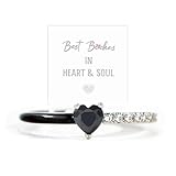 Best BiChes Matching Half Enamel Heart-Cut Rings, Love Me Until I'M Me Again Enamel Ring Open Adjustable Self Love Rings Inspirational Jewelry Friendship Ring for Women Sorority Sisters Best Friends(Black&Black B)