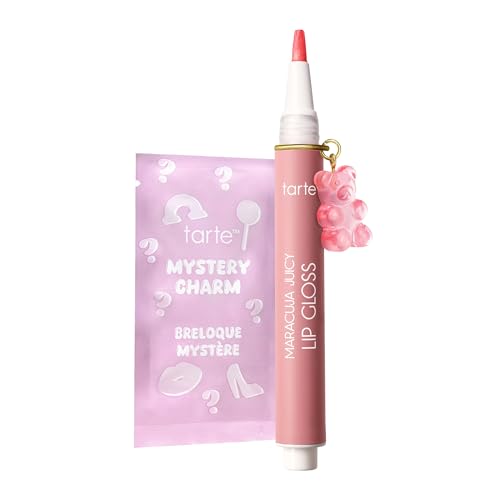 tarte maracuja juicy lip gloss Peptide-Infused Hydrating Glossy Balm 12HR Instant Moisture lipgloss Includes Collectible Charm Vegan & Cruelty-Free full size melon spritz (watermelon shimmer)