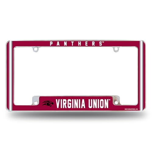 Rico Industries NCAA Virginia Union Panthers 12" x 6" Chrome All Over Automotive License Plate Frame for Car/Truck/SUV
