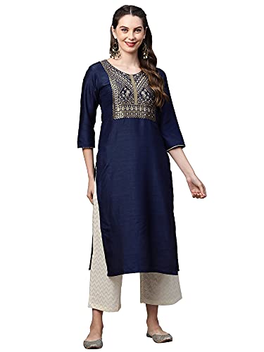 Image of INDO ERA Women's Cotton Solid Straight Kurta(KT4BR2760)