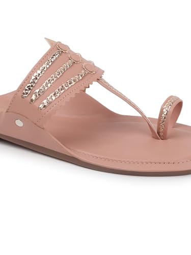 Image of SilverArrow Women's Desi Bloom Fashion Sandals|Kholapuri Style Flat with Open Back |Casual Wear