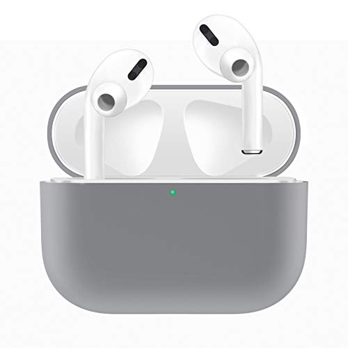 Aimtel Siliconen hoes, compatibel met AirPods Pro hoes, tweedelig en front LED zichtbaar, hoes voor AirPods Pro oplaadcase, ondersteunt draadloos opladen, volledige beschermhoes voor AirPods Pro (grijs)