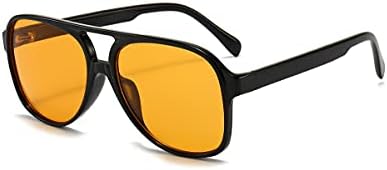 IKUVNA Vintage Aviator Sunglasses for Women Men 70s Glasses Retro Oversized Yellow Lens Shades