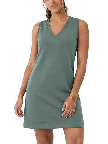Image of ODODOS Modal Soft V-Neck Tank Dress for Women Sleeveless Sundress Casual Relaxed Summer Dress with Pocket