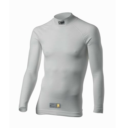 Omp - Camiseta Interior Tecnica EVO Fia 8856-2018, Manga Larga, Cuello Redondo, Transpirable, Costuras Ultraplanas, Color Blanco, Talla XS/S