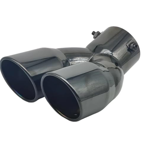 Tuyau d'échappement universel double sortie embout silencieux 76mm noir courbé entrée 60mm