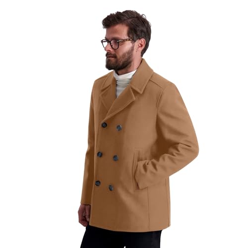 Image of Nautica Men's Wool Blend Peacoat - Double-Breasted Winter Coat, Regular, Big & Tall Sizes