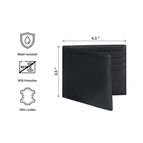 Awesometik Slim Minimalist 6 Slots Bifold Leather Wallet For Mens | RFID Blocking | 2 Currency Slots | 2 Hidden Slots | Classic Wallet for Men | Gift For Him (Black)3