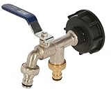 Kerbl Anschlusshahn für IBC-Container (mit Kunststoffadapter S60x6 für IBC-Container, mit PTFE-Gewebedichtband, mit 1/2" Schnellkupplung, Wasserhahn) 221983