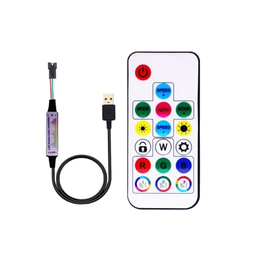 Contrôleur LED WS2812B musical avec télécommande 17 touches précise