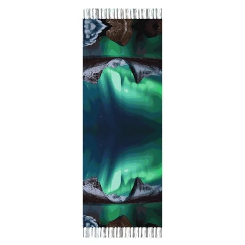 Aurora Borealis Tassel Scarf Winter Scarf for Women Tassel Soft Fall Winter Thick Scarf Warm Shawl Lightweight Scarves with Personalized Patterns