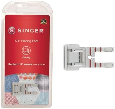 SINGER 1/4 Inch Piecing Presser Foot | Ensures Precision Seam Allowances for Quilting, Crafting & Apparel Making | Compatible with Low-Shank Sewing Machines