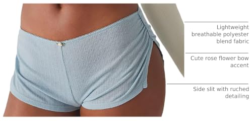 Image of KMBANGI Y2k Sexy Micro Shorts for Women Low Waist Side Slit Boyshort Slim Booty Shorts Lounge Pj Bottom Cute Sleepwear