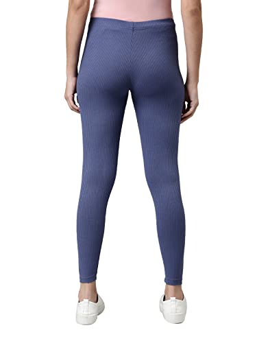 Image of GO COLORS Drop Needle Ribbed Active Leggings for Women | Lightweight, Spandex Waistband, Mid Rise