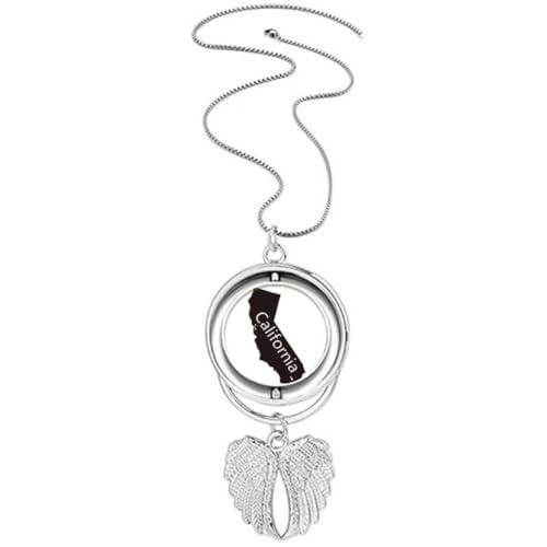 Collier ailes d'ange et carte de Californie, le cadeau idéal pour un souvenir d'expatrié