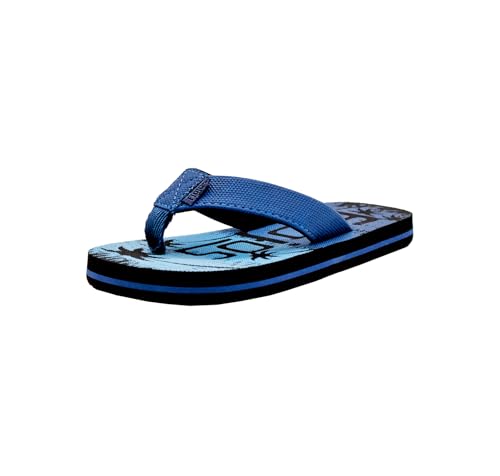 FLOJOS Boy's Flip Flop Sandal, Blue/Black, 3 Little Kid