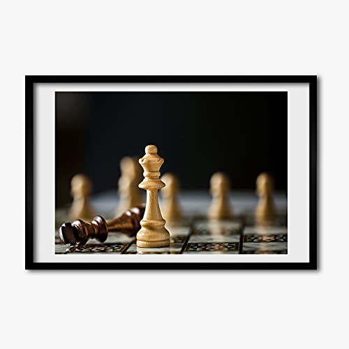 Affiche Échecs avec cadre 60x40 cm Tulup en bois pour tableau moderne
