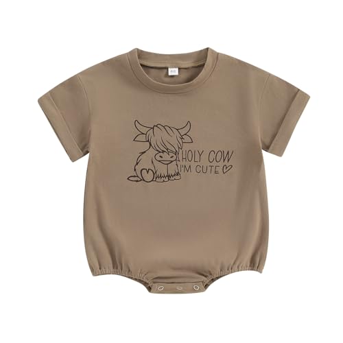 SAYOO Western Baby Boys Bodysuit Clothes Country Cowboy Funny Baby Bubble Romper Infant Creeper One-Piece Baby Bodysuit (Brown, 0-3 Months)