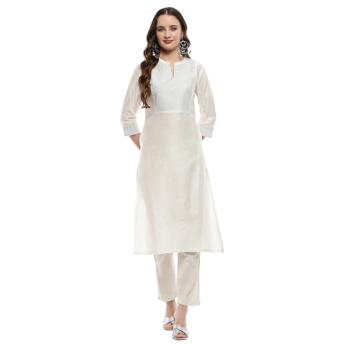 Image of BIBA Women Nylon Viscose Regular Fit Straight Yarndyed Kurta