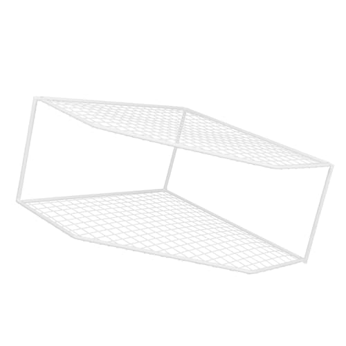 DIYEAH Corner Standing Two-layer Pot Rack Kitchen Organizer with Drainage for Household Pan Storage White Mesh Shelf for Countertop and Cabinet Space-saving Corner Shelf for Pots and