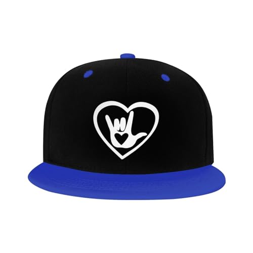 I Love You Sign Language Flat Bill Hat Kids Fashion Hip Hop Adjustable Flat Bill Hat Red2